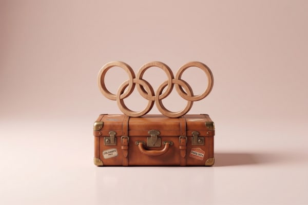 Une malle avec le logo des JO de Paris 2024